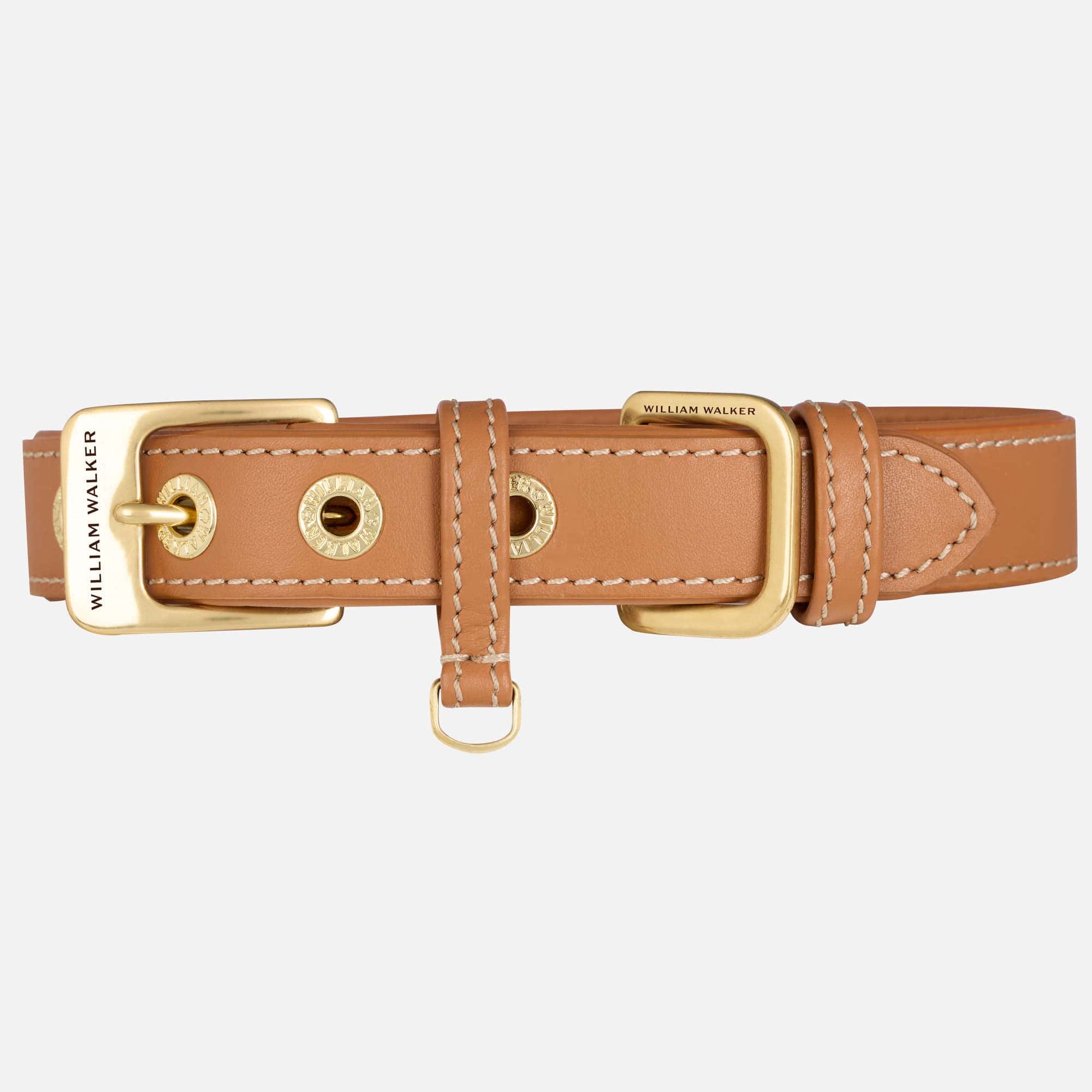 Glad leer halsband Caramel (Bruin)