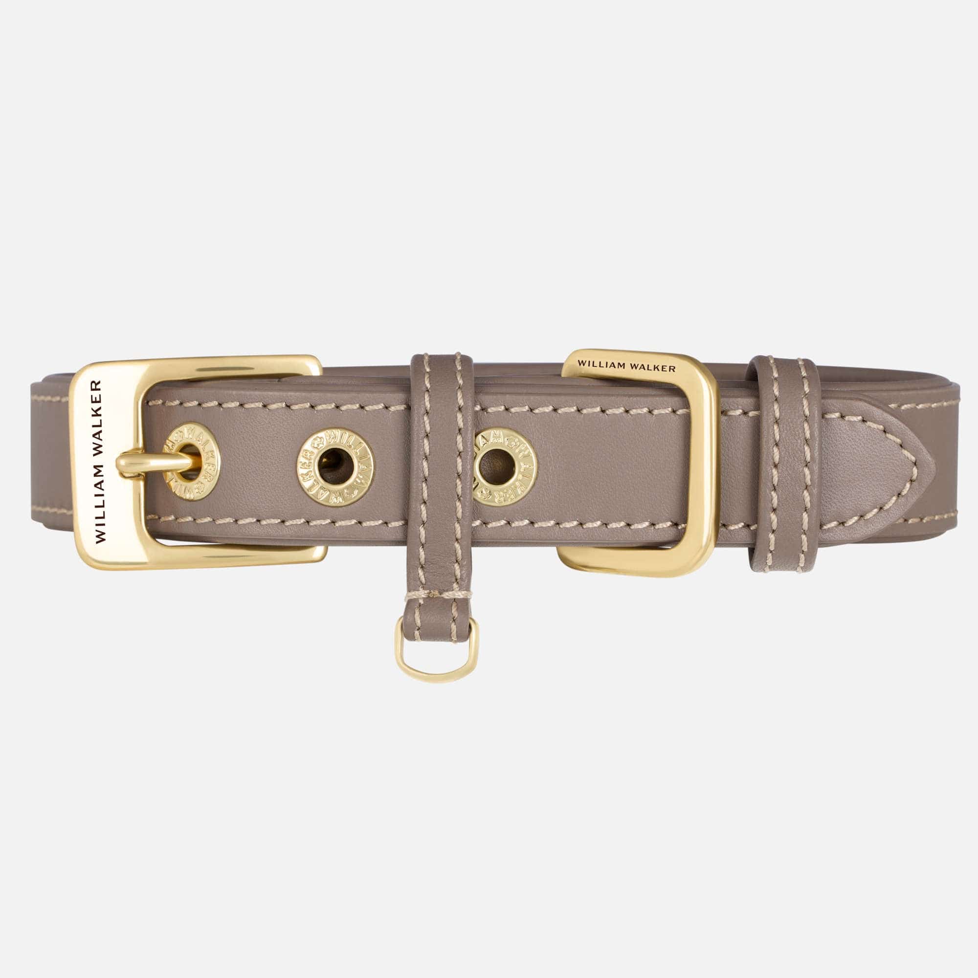 Glad leer halsband Pebble (Taupe)