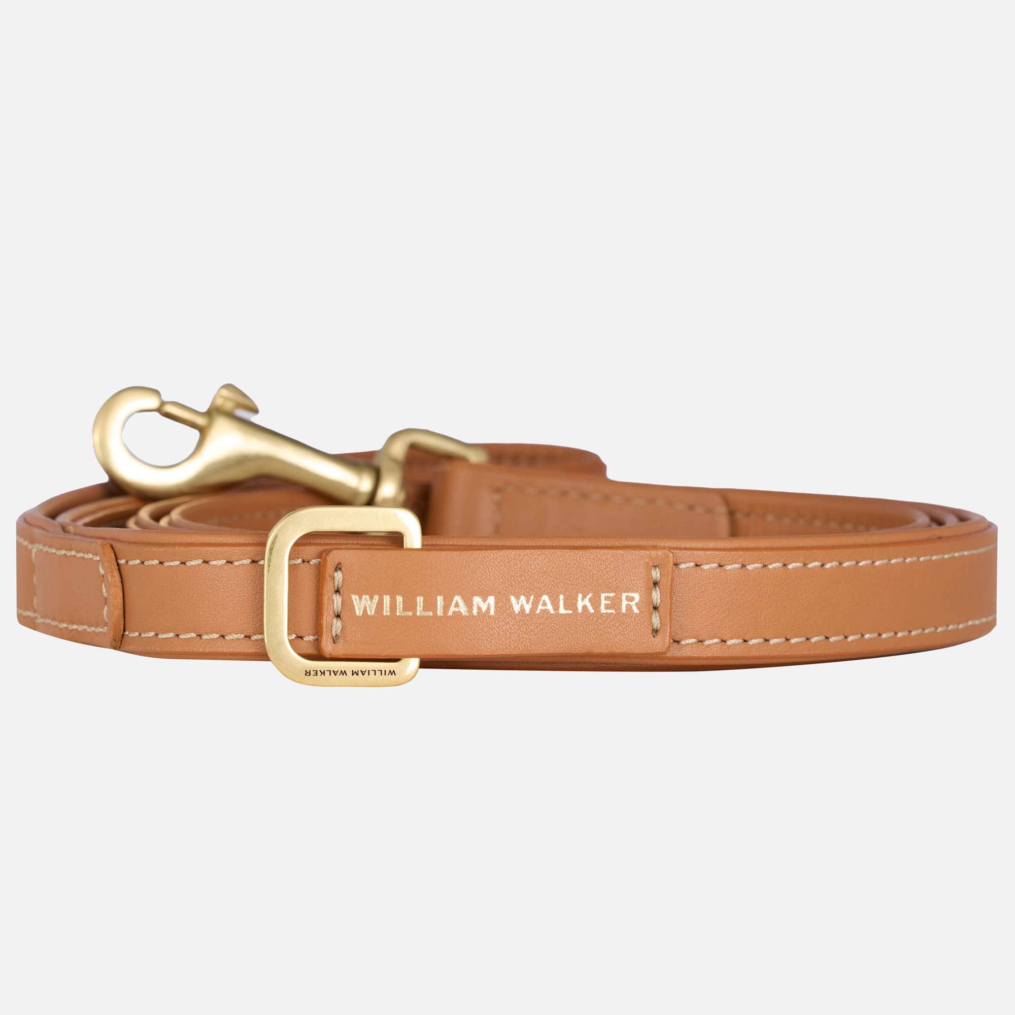 Hoogwaardig glad leer hondenriem Caramel (Bruin)