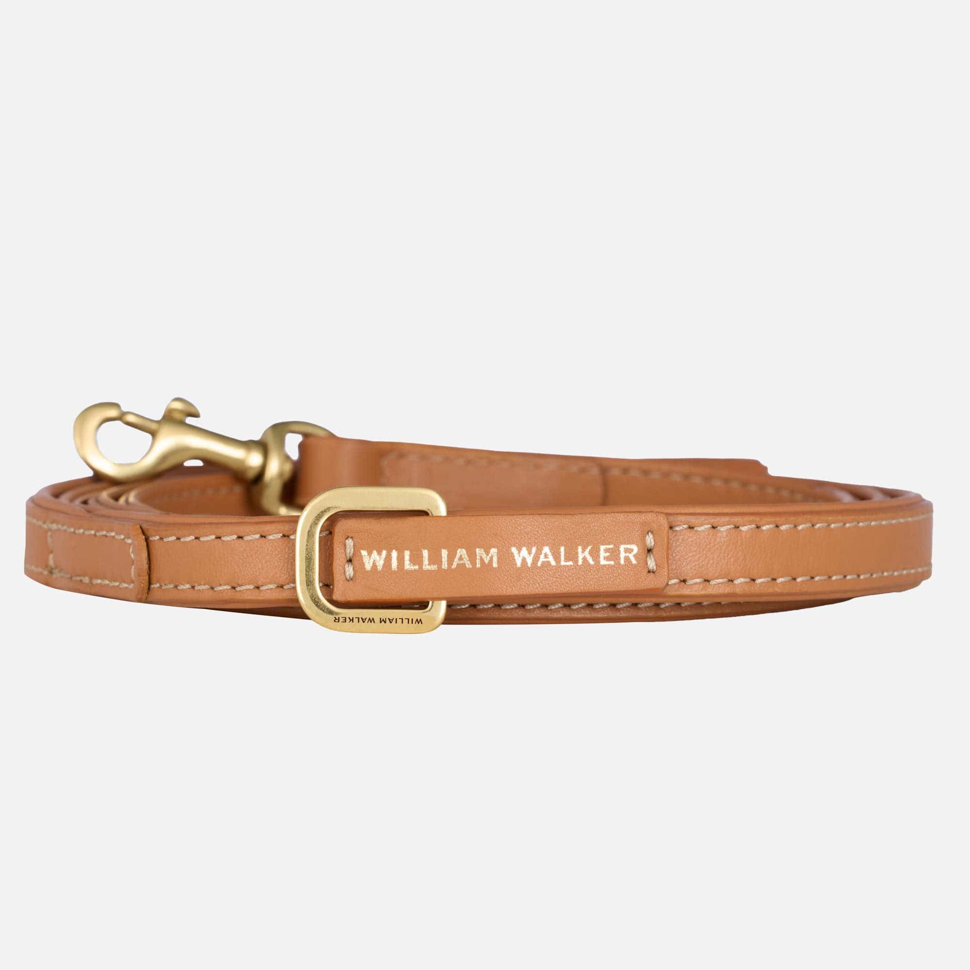Hoogwaardig glad leer hondenriem Caramel (Bruin) - Image 2