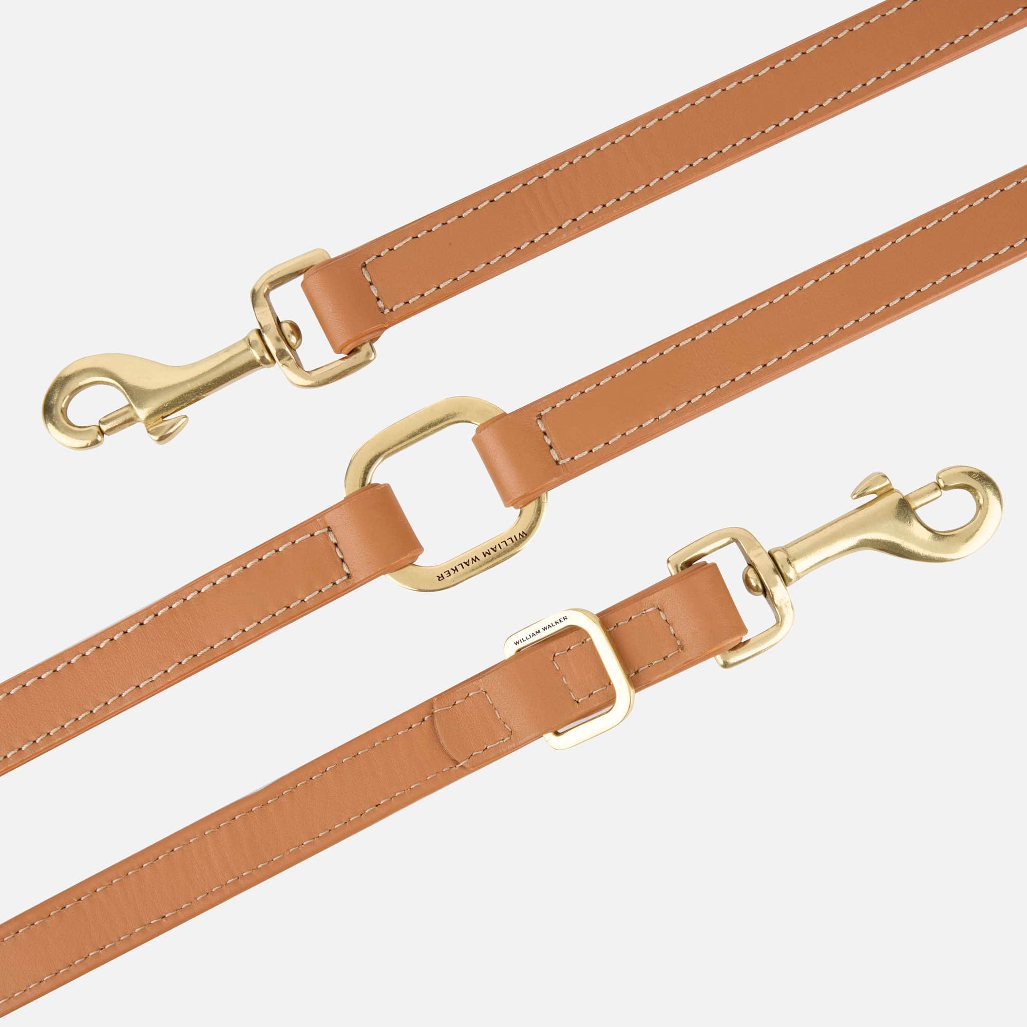 Hoogwaardig glad leer hondenriem Caramel (Bruin) - Image 3
