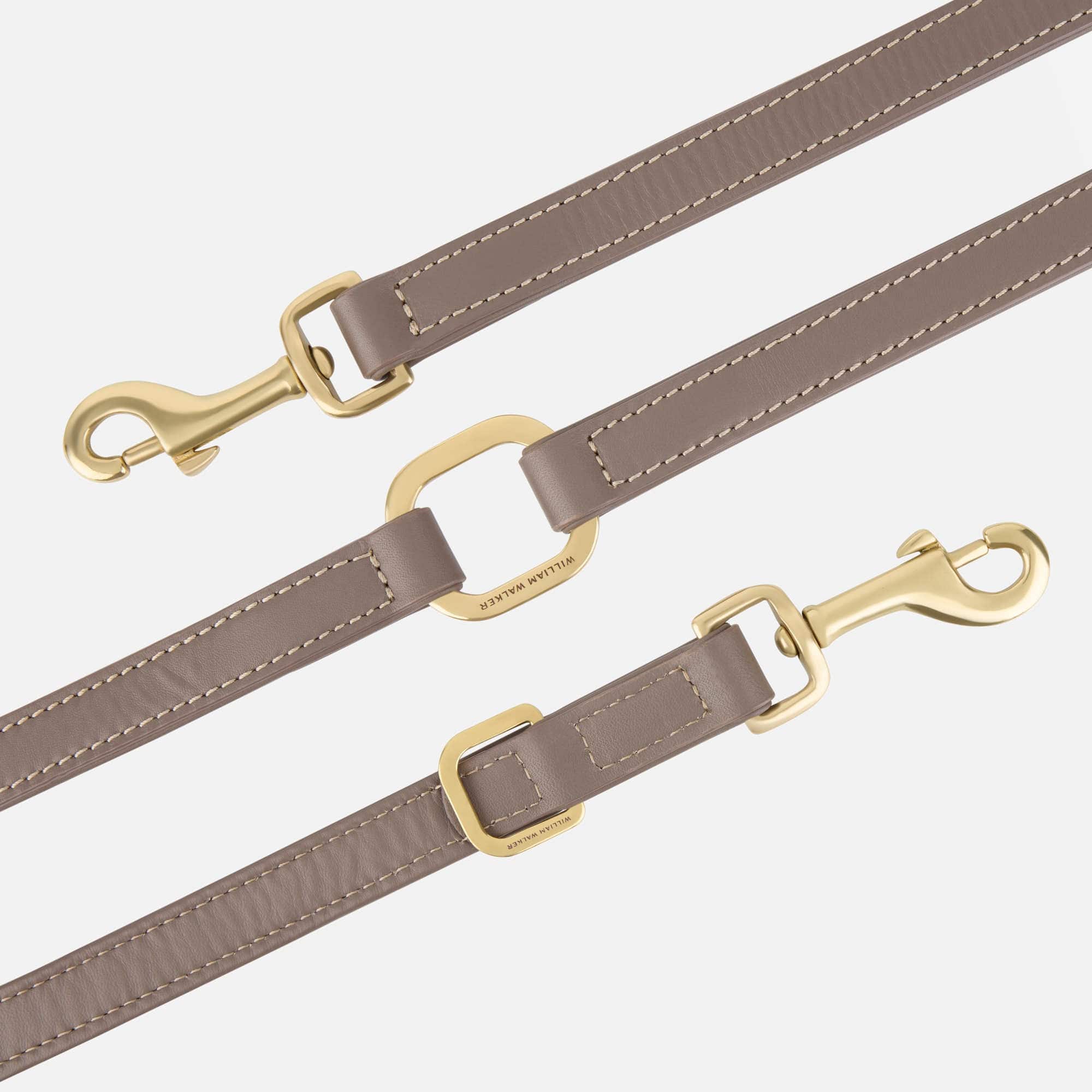 Hoogwaardige glad leer hondenriem Pebble (taupe) - Image 3
