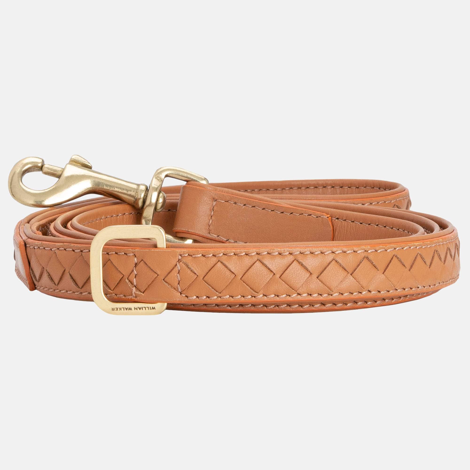 Hoogwaardig leer hondenriem Prestige Caramel (bruin)