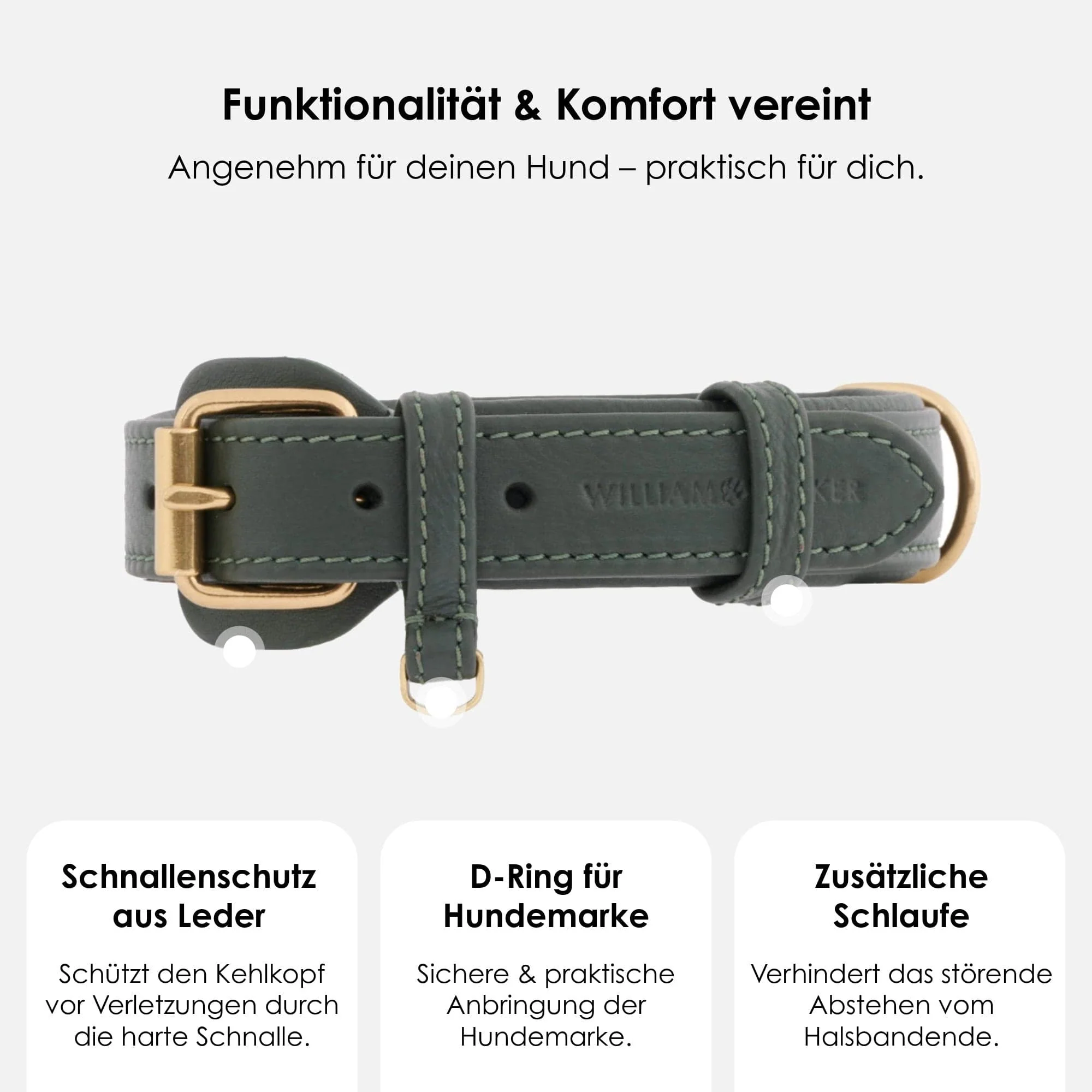Leren halsband Dark Moss (bosgroen) - Image 3