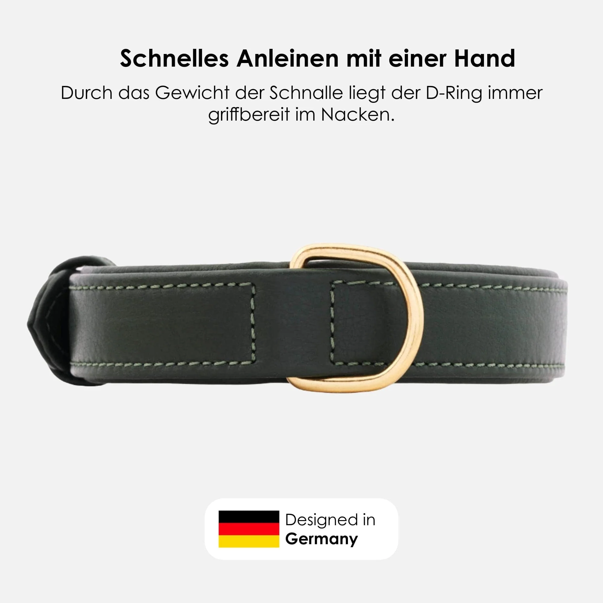 Leren halsband Dark Moss (bosgroen) - Image 4