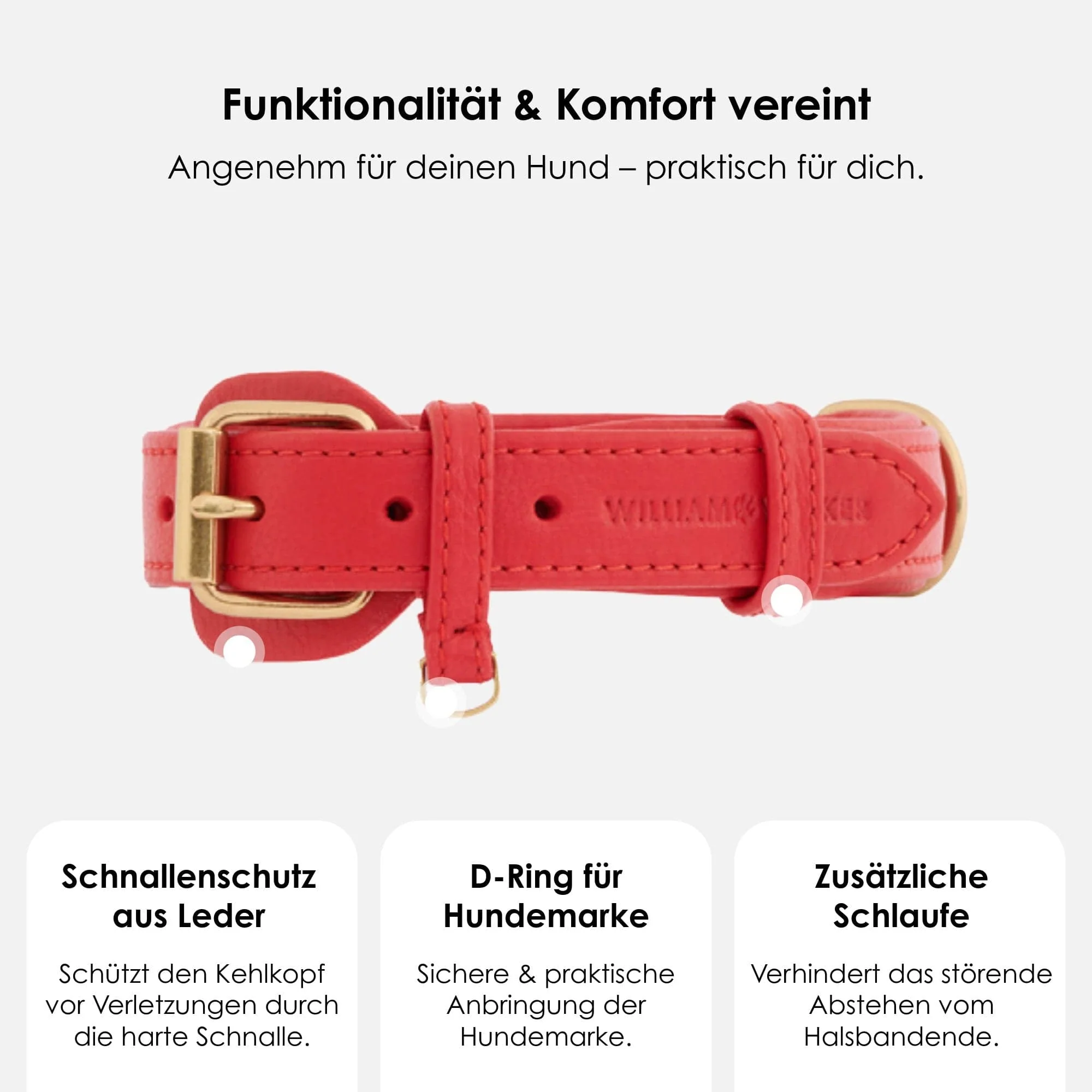 Leren halsband voor honden Chili (Rood) - Image 3