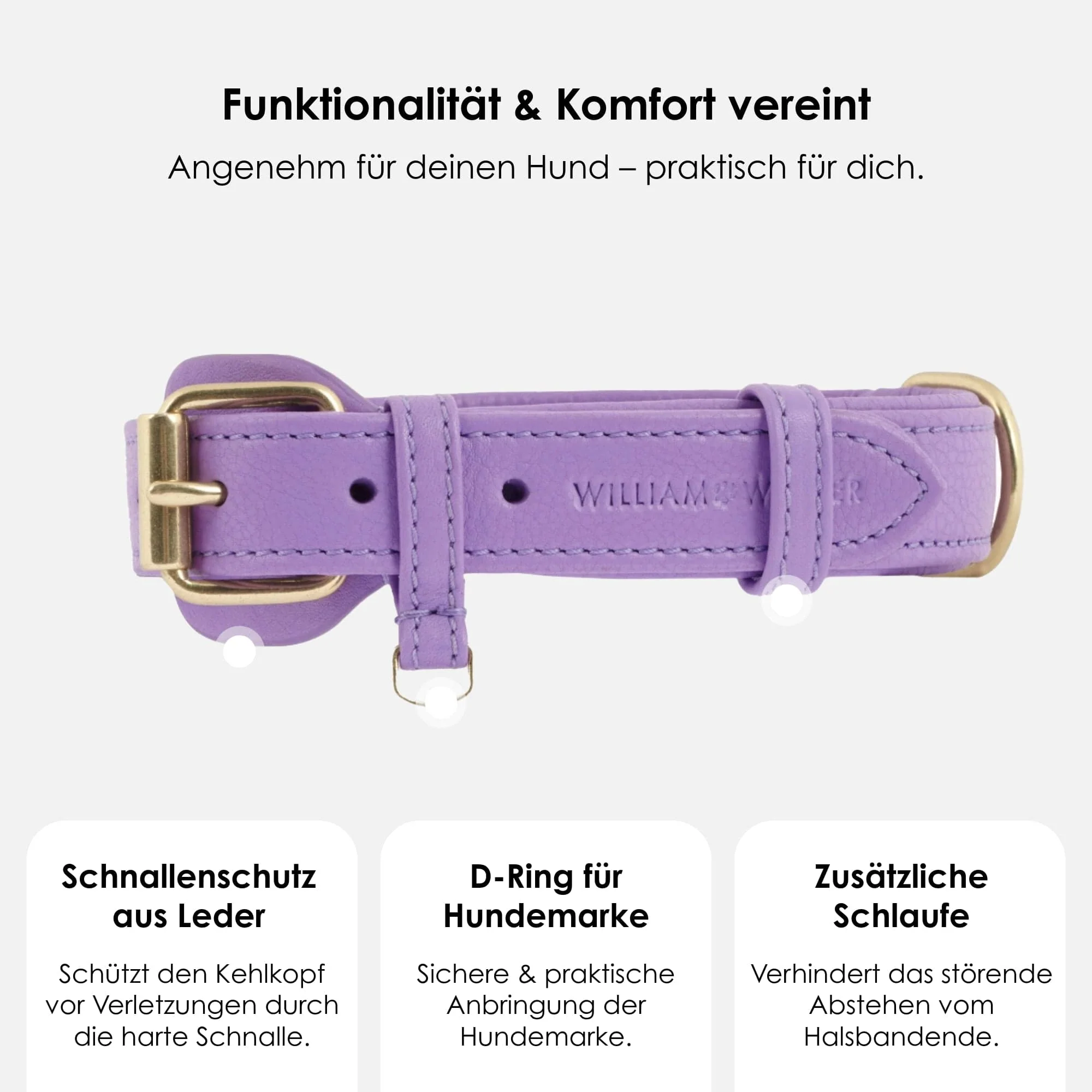 Leren halsband voor honden Lavender (Paars) - Image 3