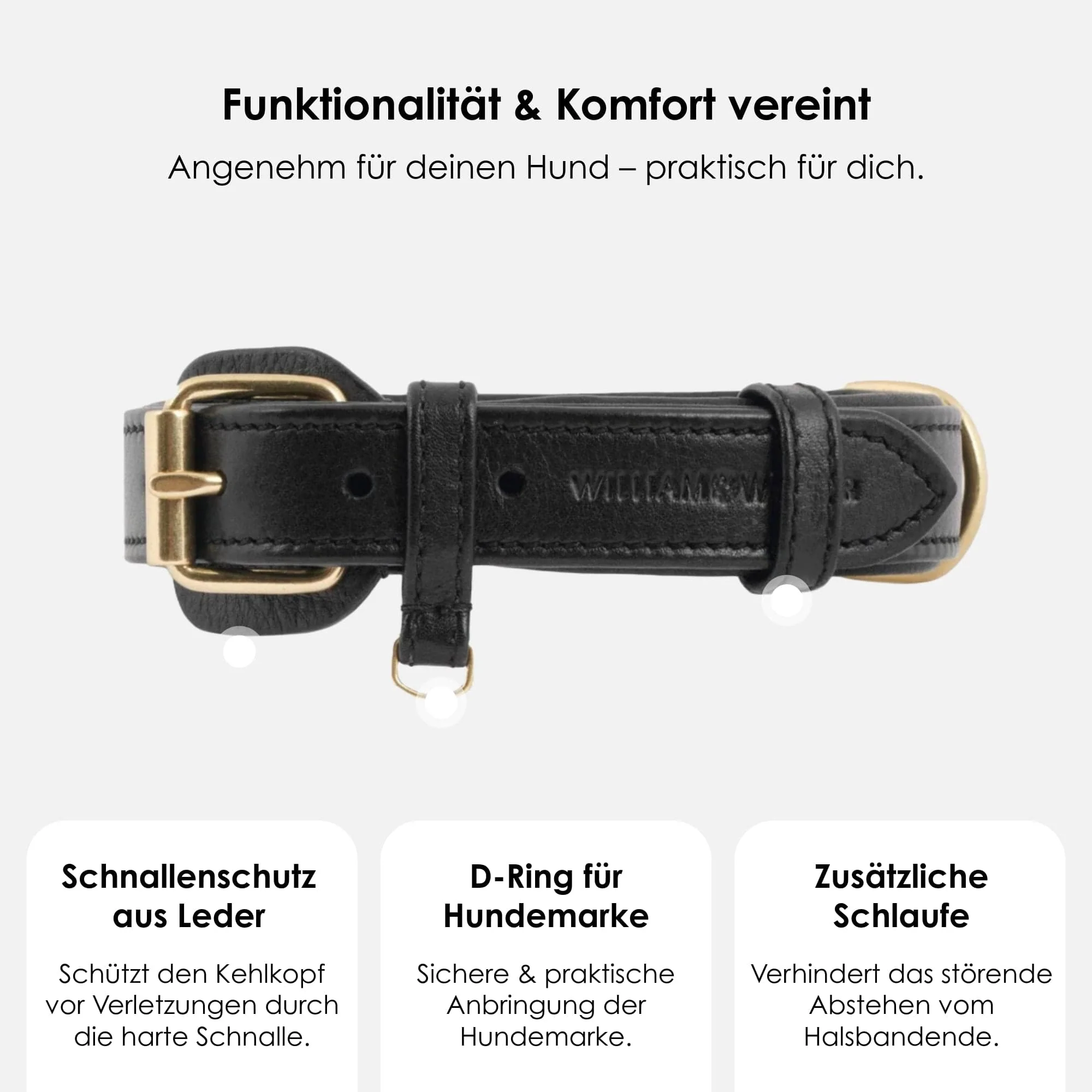 Leren halsband Noir (Zwart) - Image 3