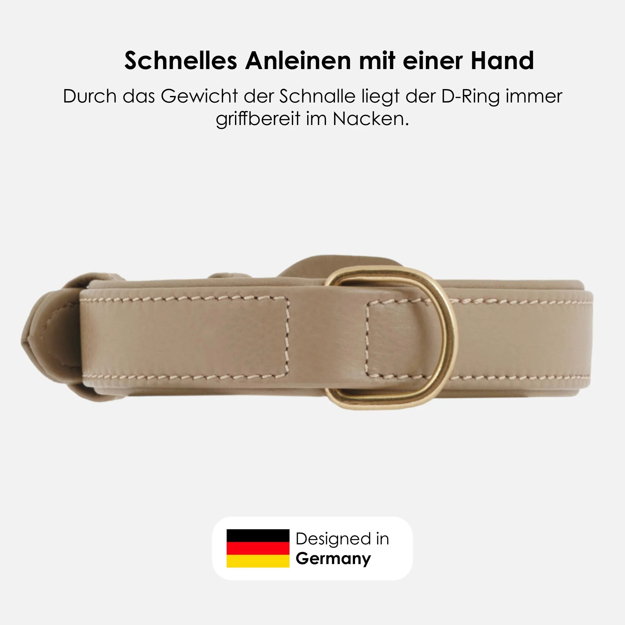 Leren halsband voor honden Sand (Beige) - Image 4