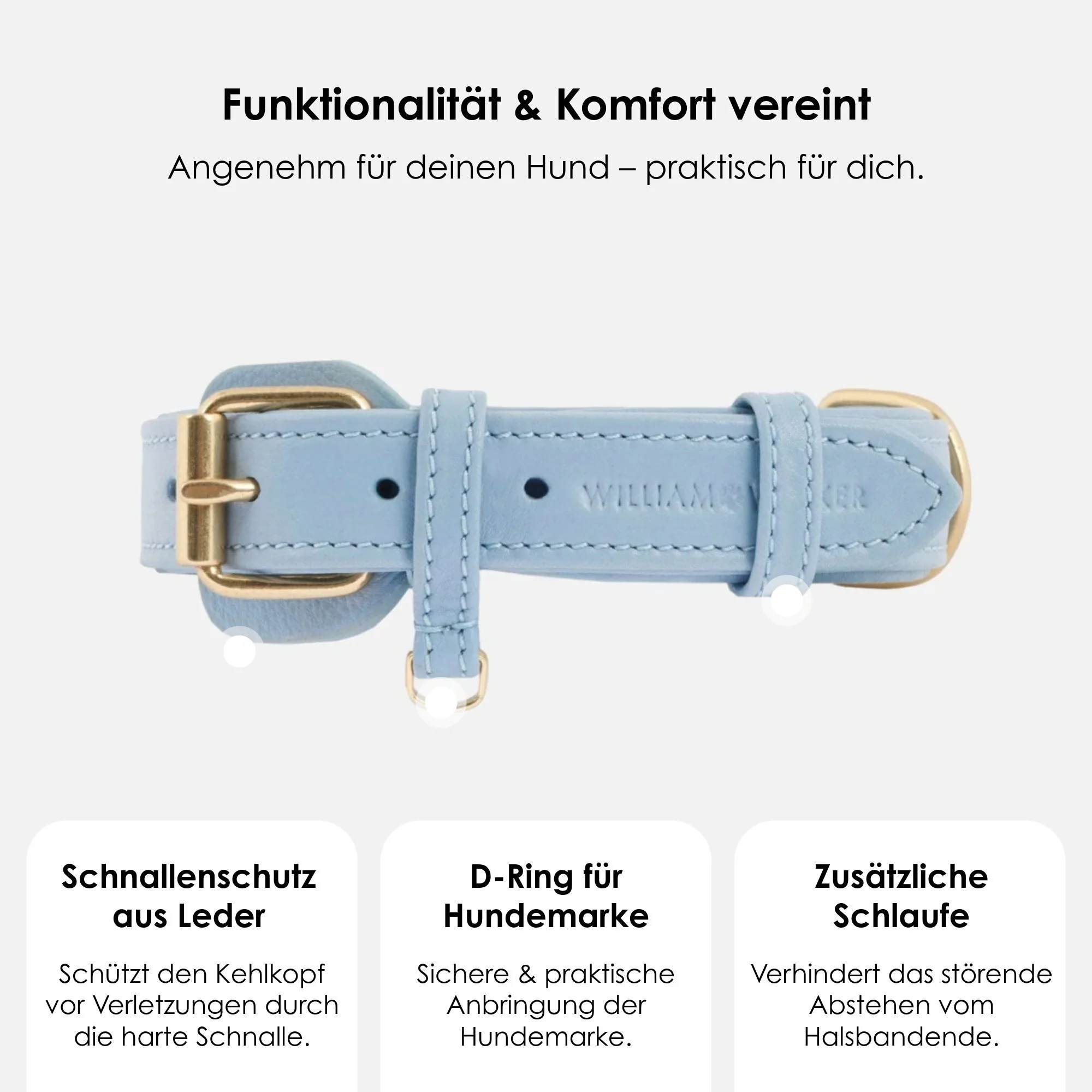 Leren halsband Sky (babyblauw) - Image 3