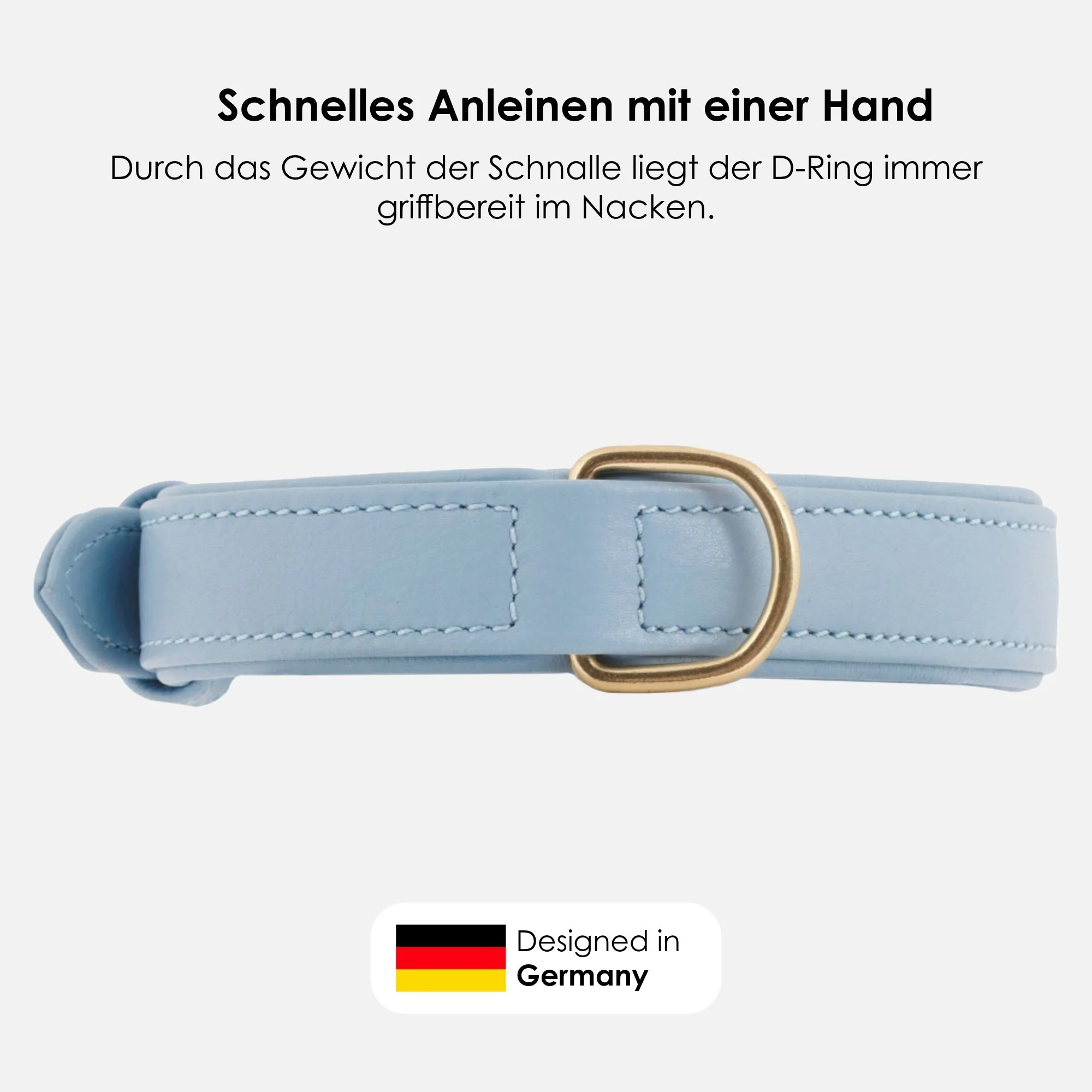 Leren halsband Sky (babyblauw) - Image 4