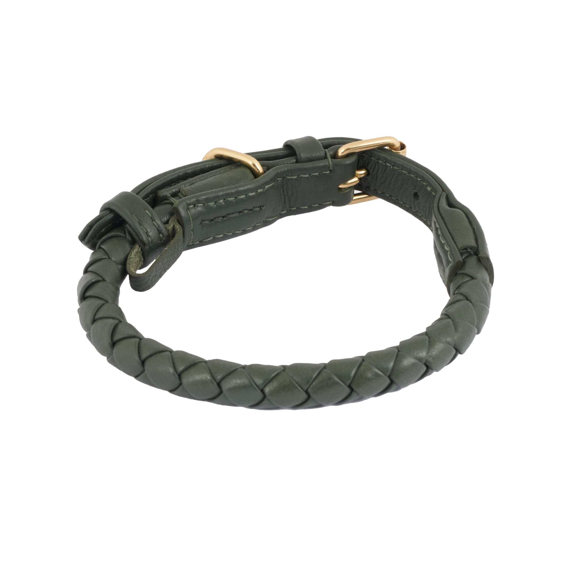 Leren halsband Twisted Dark Moss (bosgroen) - Image 3