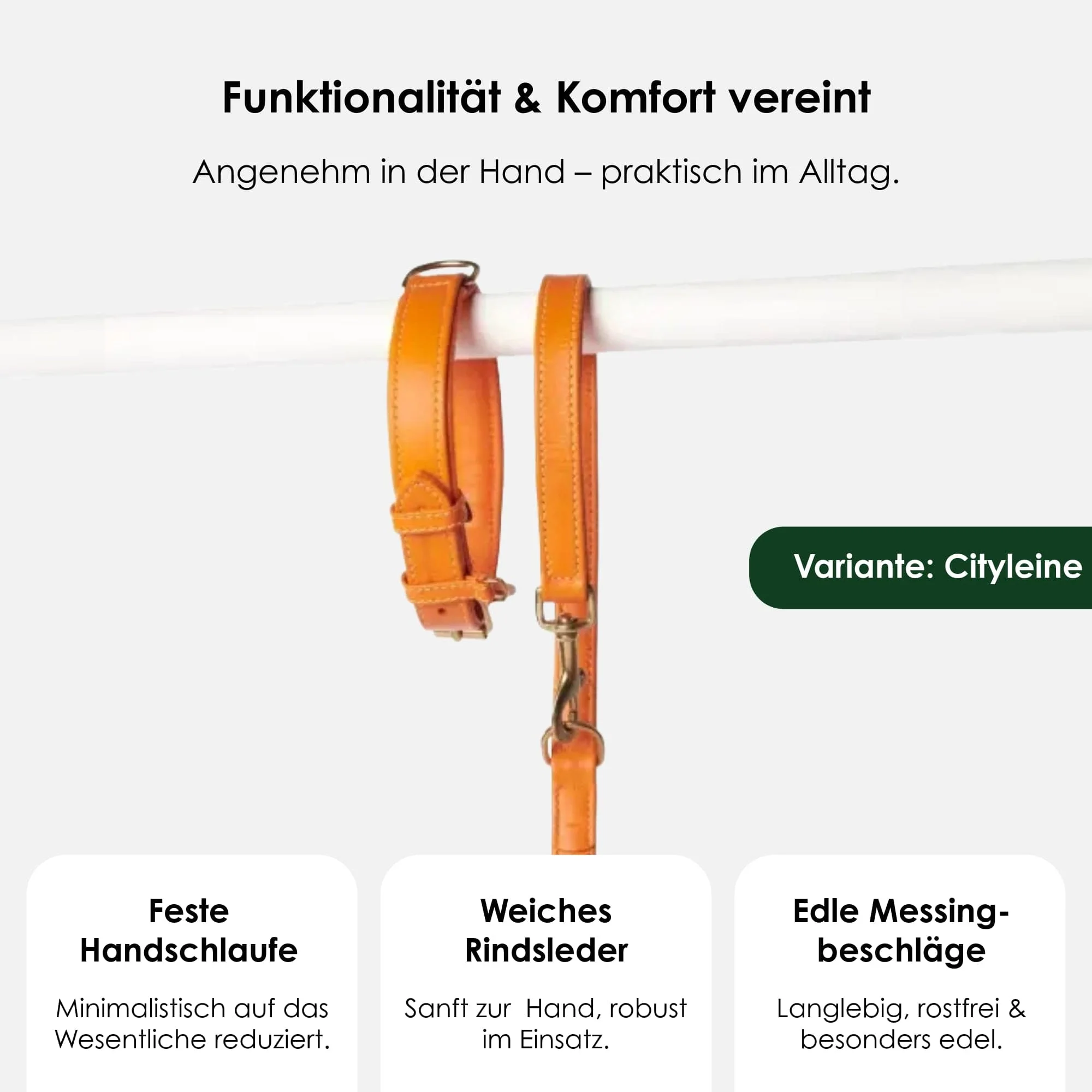 Hoogwaardig Leer Hondenriem Amber (Oranje) - Image 3