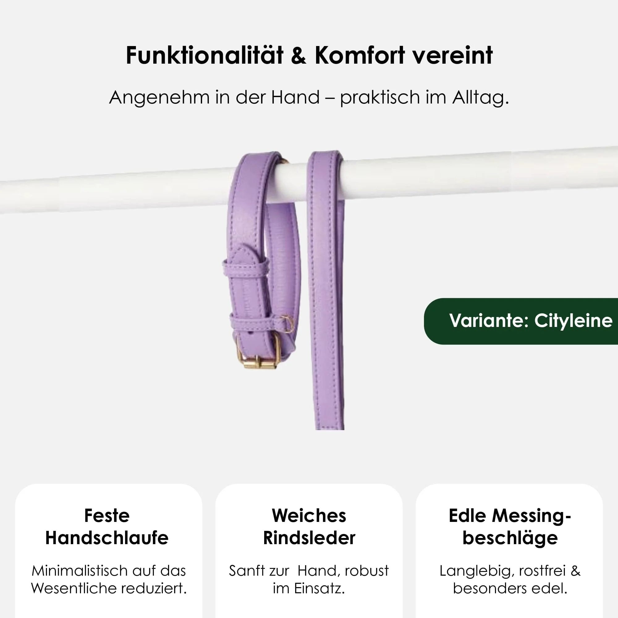 Hoogwaardig Leren Hondenriem Lavender (Paars) - Image 3