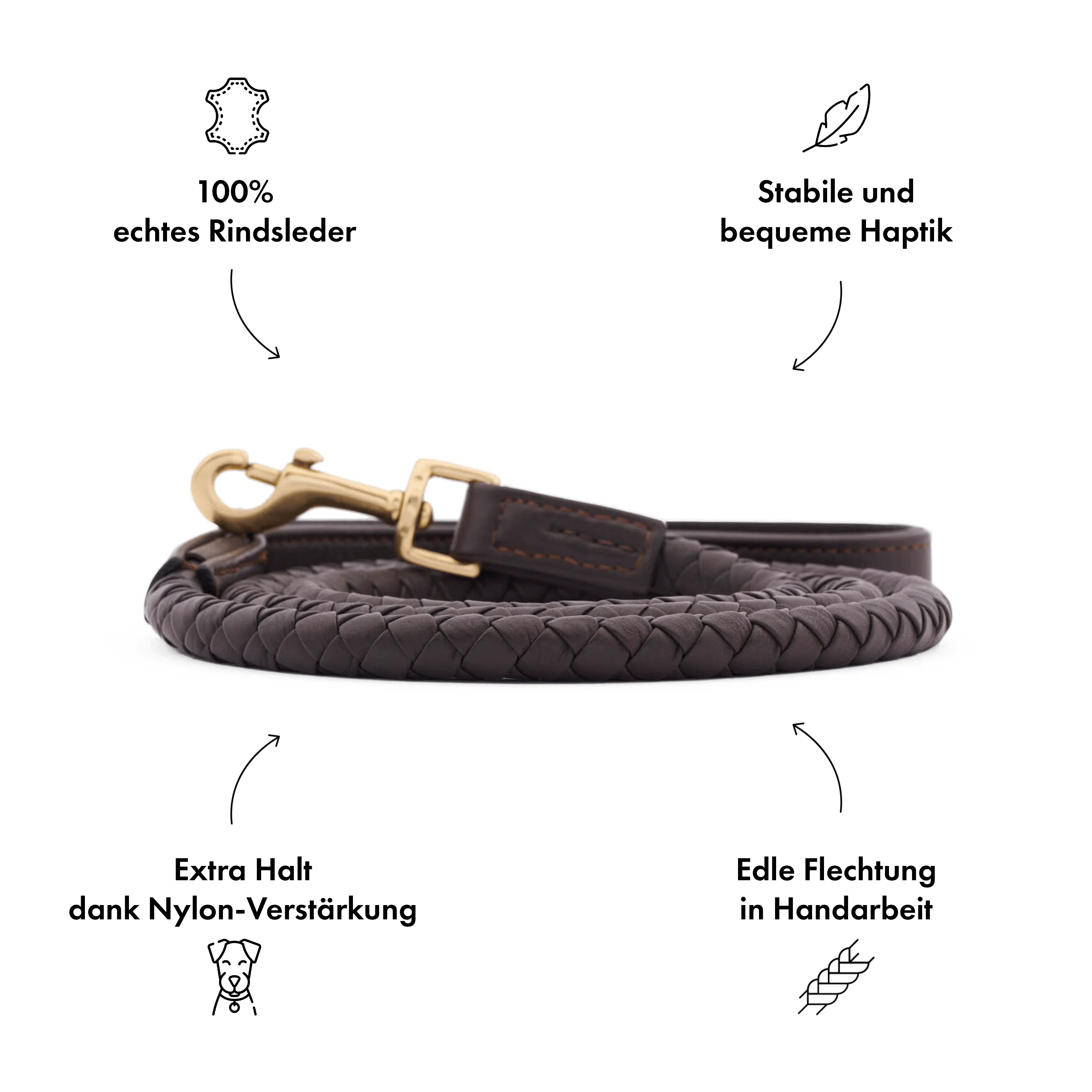 Hoogwaardig Leer Hondenriem Twisted Earth (Bruin) - Image 6