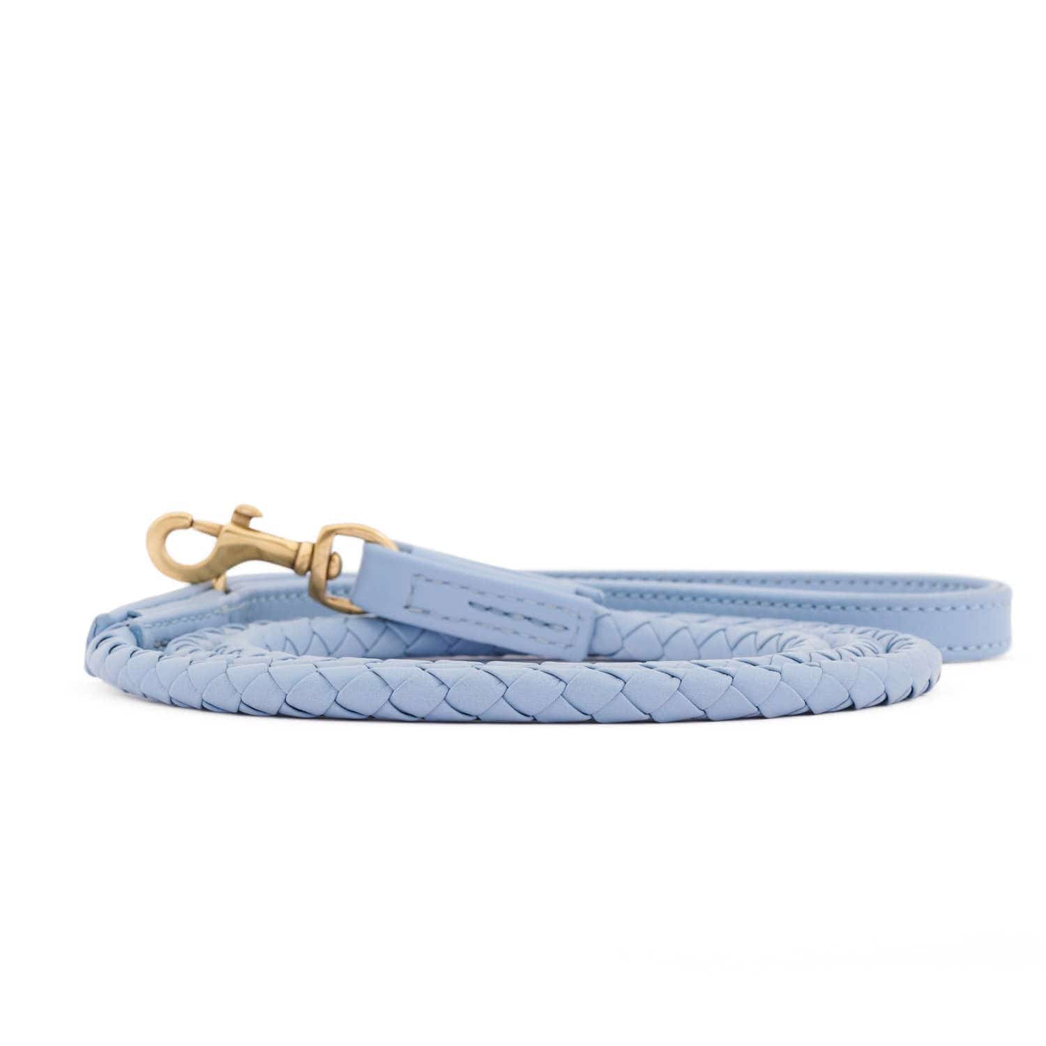 Hoogwaardig Leer Hondenriem Twisted Sky (Babyblauw) - Image 5