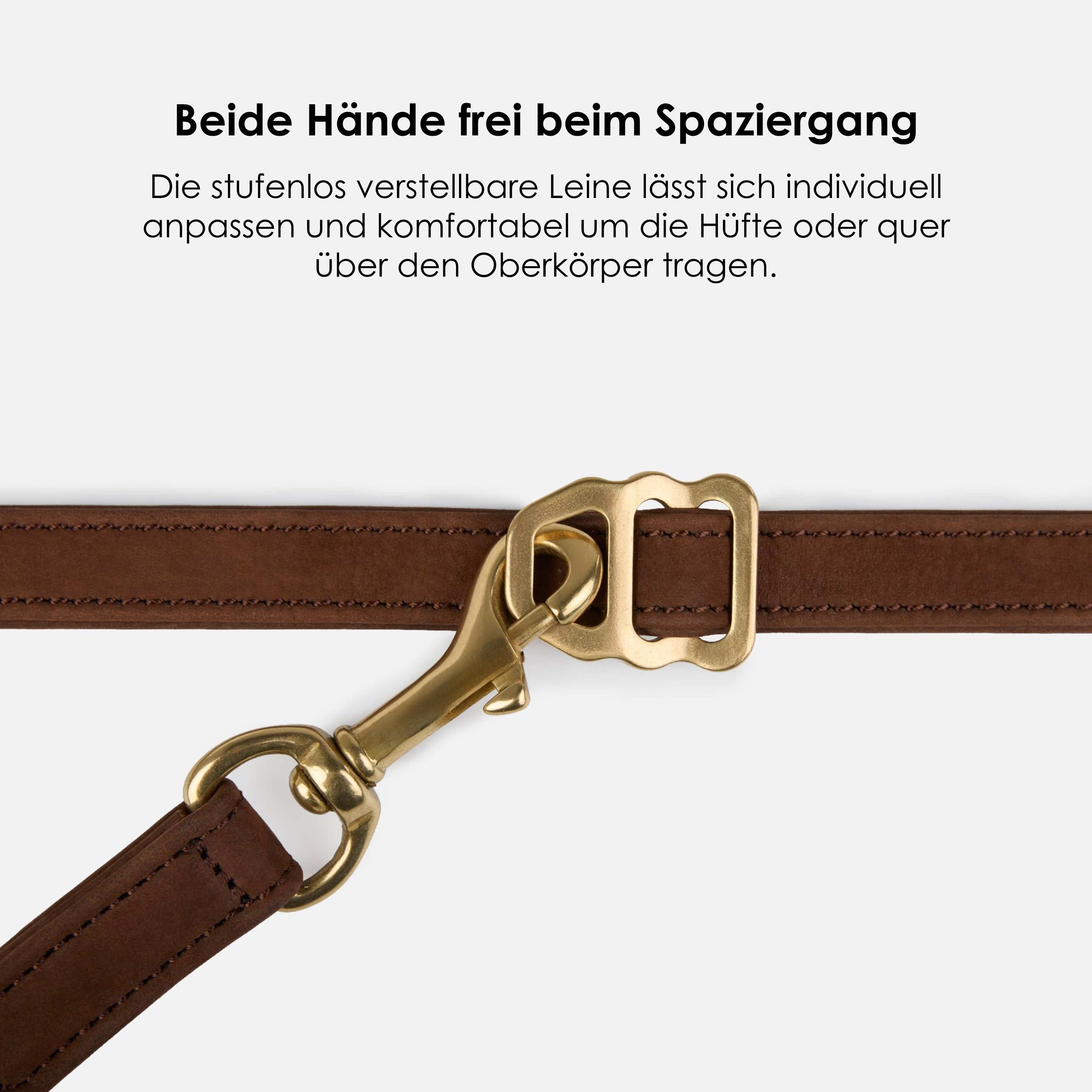 Hondenriem van waterafstotend nubuckleer stufenloos verstelbaar Handsfree - Image 3