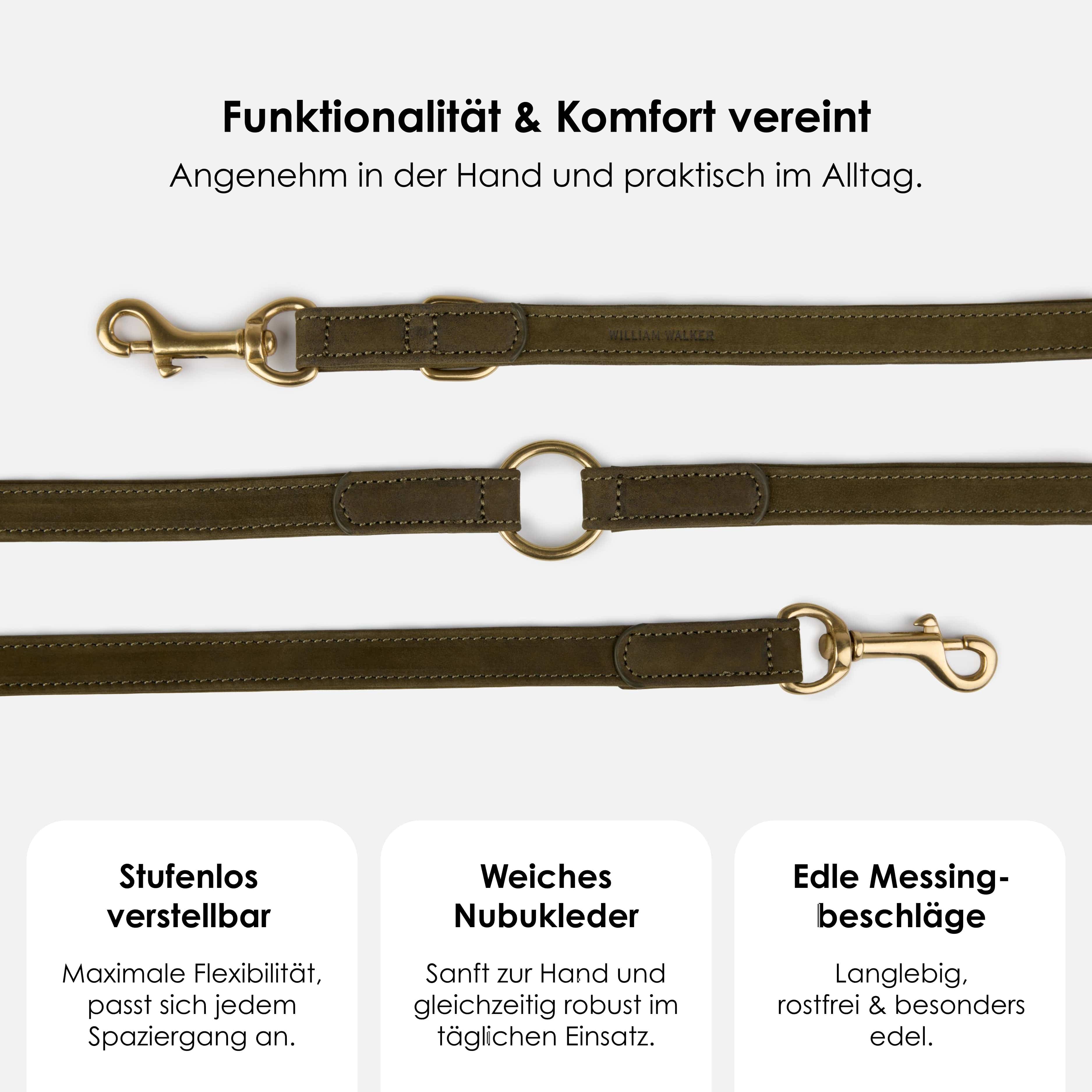 Hondenriem van waterafstotend nubuckleer stufenloos verstelbaar Handsfree - Image 8