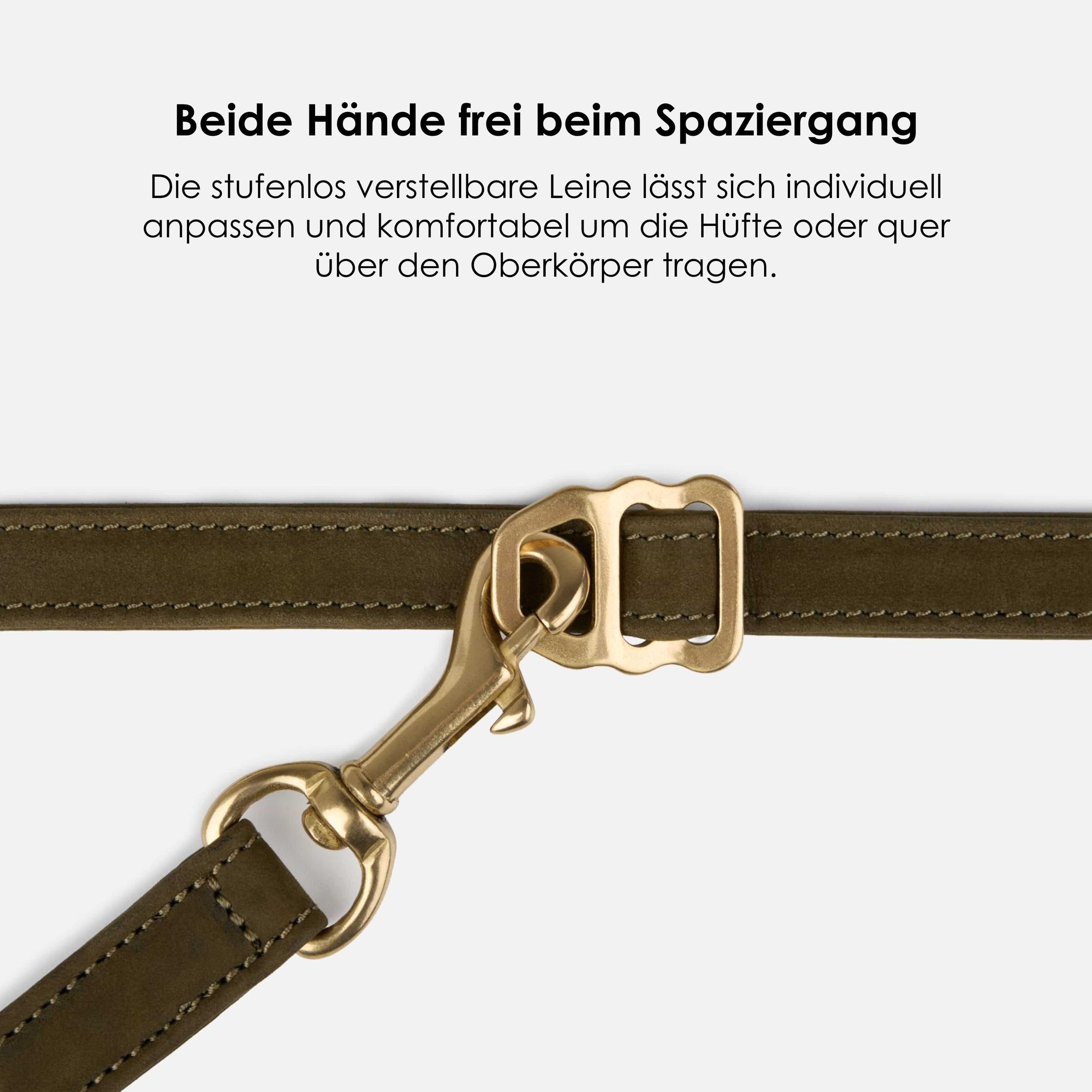 Hondenriem van waterafstotend nubuckleer stufenloos verstelbaar Handsfree - Image 9